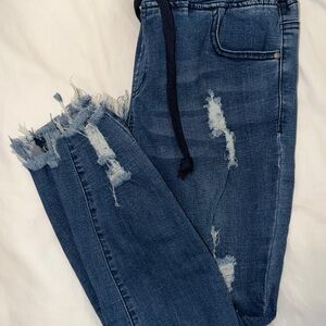 American Bazi Dark Blue Distressed Skinny Jeans